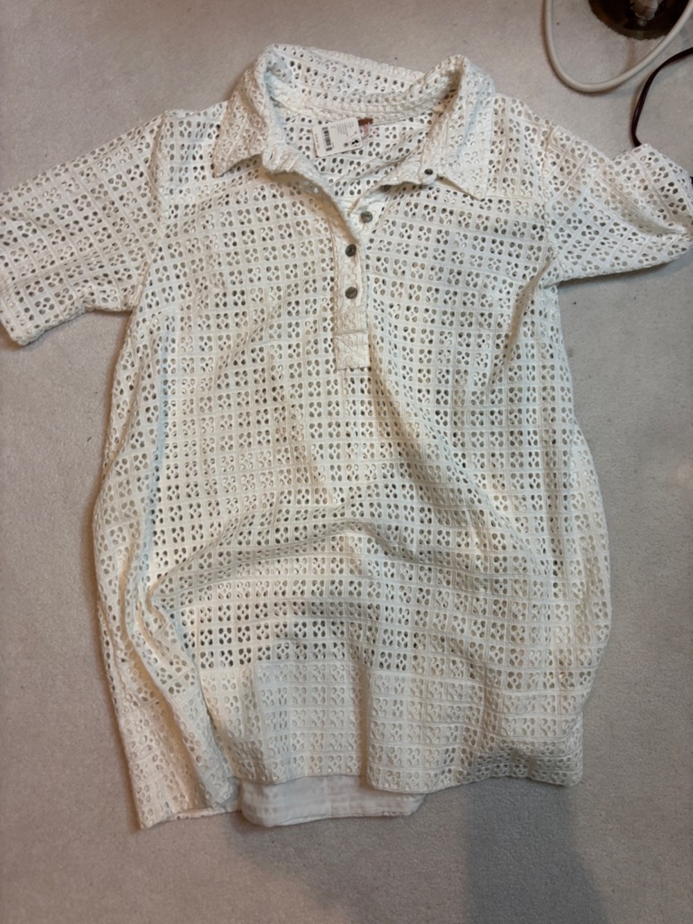 We The Free White Eyelet Polo Tunic